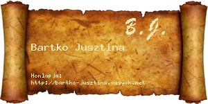 Bartko Jusztina névjegykártya